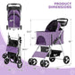 Magshion Foldable Pet Stroller, 3-in-1 Dog Travel Jogger with Detachable Carrier, Cup Holder, Storage Basket, Folding Carrier for Small/Medium Dogs & Cats Up to 33 lbs, Purple Polka Dots