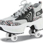 Roller Skate Shoes for Women Four Rounds Children's Roller Skates Shoes That Turn into Rollerskates Sneakers Outdoor Light Shoes with Wheels for Girls/Boys