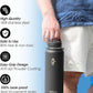 Coolflask 40 oz Water Bottle with Strap, Insulated Metal Water Flask with Straw & Spout Lids, Stainless Steel Double Wall Vacuum, Keep Cold 48h Hot 24h, Leak Proof & Non-BPA, Magic Black