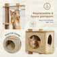 PEQULTI 71'' Cat Tree, Tall Wood Cat Tower for Indoor Cats with 2 Acrylic Cat Hammock, Multi-Level Activity Trees with Scratching Posts, Condo House and Large Top Perch for Large Cats, Beige