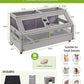 GUTINNEEN Guinea Pig Cage, Hamster Cage with Chew-Proof Aluminum Edges & Leak-Proof PVC Layer, Small Animal Cage with 4-Wheel Design, Acrylic/Mesh Panels for Ferrets, Rats