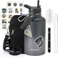 64 oz Insulated Water Bottle with Straw (Cold for 48 Hrs), Half Gallon Stainless Steel Triple Wall Vacuum Sports Water Jug, Leakproof Hydro Cup Flask with Straw Spout Lids & DIY Stickers