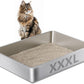 XXXL Stainless Steel Cat Litter Box -Extra Large 28"x20"x6" Metal Litter Box High Sides for Big Cats&Multiple Cats, Cat Litters Boxes Easy to Clean, No Odor, Anti-Urine Leakage