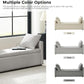 HULALA HOME Modern Storage Ottoman Bench with Throw Pillows, 59" Extra Long End of Bed Bench with Storage Pocket, Comfy Upholstered Footstool for Bedroom Entryway Living Room, Grey