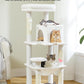 White Cat Tree for Indoor Cats, 45.7" Multi-Level Cat Tower with Large Metal Frame Hammock, Cat Condo with 4 Scratching Posts and Top Perch, White