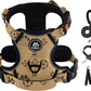 IVY&LANE No Pull Dog Harness with Leash Set, Reflective No Choke Pet Vest,Adjustable Oxford Dog Vest Harness with Easy Control Handle for Small Dogs (Light Brown,S)