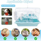 PINVNBY Dwarf Hamster Cage, Small Animal Cages, 2-Tier Travel Portable Mouse Cage Hamster Carrier with Castle House Running Exercise Wheels, Water Bottle and Food Dis（Blue）