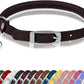 OOPSDOGGY Rolled Leather Cat Collar with Bell, Reflective Kitten Collars with Buckle Include Safety Elastic Strap - Adjustable Small Pet Collars for Boy Girl Cats (Dark Brown)