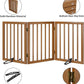 Freestanding Pet Gate Foldable Dog Gate (55 inches Wide) Walnut Bamboo Dog Gates for Stairs Doorways House (2 Support Feet Included)