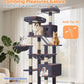 Taoqimiao Cat Tree 71-Inch, Cat Tower for Indoor Cats Large Adult, Multi-Level Large Cat Condo, 8 Sisal Scratching Posts, Metal Frame Cozy Hammock, Scratch Board, 2 Top Perches, Smoky Gray MS026LG