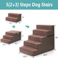 Dog Stairs for Small Dogs, 5 Tier Removable Wider Pet Stairs for Couch and Bed, 23.6" H Non-Slip Dog Steps for Puppies and Old Cats with Support Board, 29.5x19.7x23.6 inch, Brown