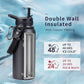 Trebo 32 oz Water Bottle Insulated with Lid and Straw,Double Wall Vacuum Stainless Steel Metal Tumbler Sports Flask with Paracord Handle, Keep Hot 24 Hours & Cold 48 Hours Water Cup with 3 Lids, Black