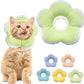 Cat Cone Collar Soft, Waterproof Cats Cones to Stop Licking After Surgery, Adjustable Soft Elizabeth Cats Collars for Wound Healing, Flower Shape Cat Recovery Collar (Green, X-Small)