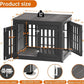 32" Heavy Duty Dog Crate Furniture for Small,Medium and Large Dogs,Rustic Wooden Dog Cage Kennel Indoor Furniture with Waterproof Top,Decorative Pet House Side End Table (Black & Grey)