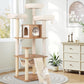 PETSITE 68 Inch Modern Tall Cat Tree for Indoor Cats, Multi-Level Wooden Cat Tree Tower with Sisal Scratching Posts, 3 Top Perches, Cat Condo, Comfy Hammock, Sisal Ramp, and Jingling Balls