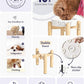 Ceramic Slow Feeder Dog Bowls Elevated for Small and Medium Breed with Wooden Stand, 1.5 Cups Dog Dishes to Slow Down Eating, Anti-Gulping Pet Feeding Dishes,White