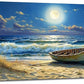 Quorin Beach Boat Large Wall Art Coastal Seaside Moonlight Pictures Nautical Wall Decor Seascape Canvas Print Painting Artwork for Bathroom Living Room Bedroom 30"x60"