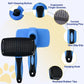 Large Self Cleaning Deshedding Brush for Dogs & Cats - One Button Hair Release Grooming Tool, Gentle Massage Brush for Long and Short Hair (Blue)