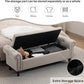 58.1'' Storage Bench Upholstered Linen End of Bedroom Bed Bench Ottoman with Tufted Cushioned Rolled Arm Large Storage Space for Reading Living Room Entryway, Light Brown