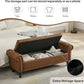 58.1'' Storage Bench Upholstered PU Leather End of Bedroom Bed Bench Ottoman with Tufted Cushioned Rolled Arm Large Storage Space for Reading Living Room Entryway, Brown