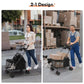 Foldable Pet Stroller for Small/Medium Pets up to 22 lbs - Lightweight 4-Wheel Design with Sun Canopy, Storage Bag & Breathable Mesh