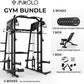 Mikolo Smith Machine, 2200lbs Squat Rack with LAT-Pull Down System & Cable Crossover Machine, Training Equipment with Leg Hold-Down Attachment