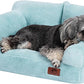 Hollypet Fluffy Plush Pet Cat Couch Sofa Soft Calming Pet Dog Sofa Beds for Medium Small Cats and Dogs, Mint Green