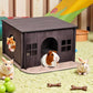 Wooden Guinea Pig House with Windows,Hamster Hideout, Large Size Suitable for Two Guinea Pig Hideout, Ventilated Wood Habitats Decor for Chinchilla, Hamster Mice Gerbils Mouse