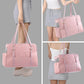 Dog Carrier Purse, Fashion Leather Pet Carrier with Pockets, Airline Approved Soft Sided Dog Carrying Bag for Puppy Cat Dog Pink