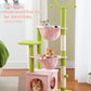 Pink Cat Tree, 47.6" Cat Tower with 2 Metal Frame Hammock, Cat Scratching Post for Indoor Cats with 2 Removable Pompom Sticks for Kittens, Pink