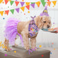 SCENEREAL Dog Birthday Bandana Hat with Dress Girl Set Party Supplies Plaid Puppy Birthday Outfit Cute Dog Tutus for Small Medium Lage Dogs, Purple Plaid