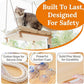 Cat Window Perch - Hammock Bed for Cats Inside - Solid Wood Seat, 4 Strong Suction Cups, Soft Cushion - Rustic Indoor Pet Shelf