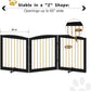 Freestanding Pet Gate for Dogs, Foldable Wooden Dog Gate for House, Indoor Dog Gate for Doorways, Stairs, Step Over Pet Puppy Safety Fence, Support Feet Included,24" Height 3 Panels,Black&Gold