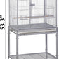 ZENY 53-Inch Bird Flight Cage, Wrought Iron Standing Large with Rolling Stand for Cockatiels Pet Parrot Parakeet Lovebird Canary Finch (White)