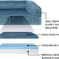 Furhaven Cooling Gel Dog Bed for Medium/Small Dogs w/ Removable Bolsters & Washable Cover, For Dogs Up to 35 lbs - Faux Fur & Velvet Sofa - Harbor Blue, Medium