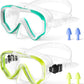 Kids Swim Goggles with Nose Cover, Snorkel Diving Mask Anti-Fog Anti-UV, Snorkeling Gear Swimming Goggles for Kids 3-14 2PCS