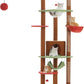 PEQULTI Floor to Ceiling Cat Tree 92.9’’-101.6’’ Height Adjustable Mushroom Cat Tower Tall Climbing Play House with Scratching Posts, Cozy Condo, Perches and Large Hammock for Indoor Cats Brown