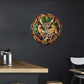 Lygond Metal Sign Tin Sign Circular Stained Glass Owl Home Deccor Store Home Decor for Patio 12×12 Inches
