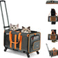 MILADA Large Cat Carrier for 2 Cats, Soft Big Pet Carrier with Wheels, Double Cat Carrier on Wheels, Rolling Pet Carrier for Travel Hiking Shopping and Camping（Not for Air Travel）, Orange