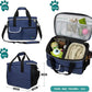 PetAmi Dog Travel Bag, Travel Pet Bag Organizer, Dog Food Travel Bag with Food Container and Bowls, Dog Travel Supplies Gift Accessories for Weekend Camping, Dog Cat Diaper Bag (Navy, Medium)