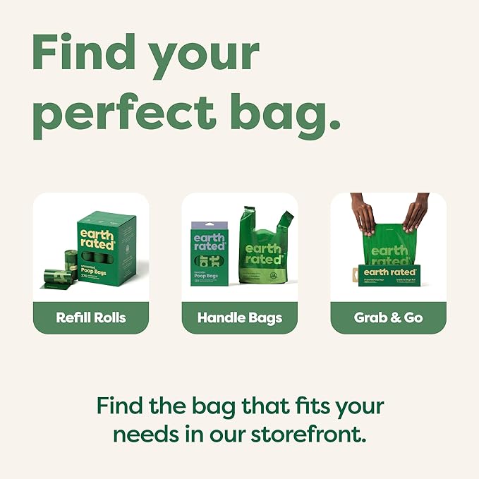 Earth Rated Poop Bags for Dogs, Guaranteed Leak Proof and Extra Thick Waste Bag Refill Rolls, Unscented, 270 Count