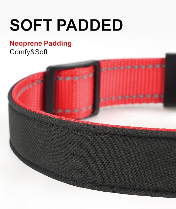 TagME Airtag Dog Collar,Waterproof Reflective Pet Collar with Airtag Holder,Soft Padded and Double D-Rings for Extra Large Dogs,Red