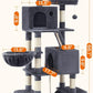 Feandrea Cat Tree, 66.1-Inch Large Cat Tower with 13 Scratching Posts, 2 Perches, 2 Caves, Basket, Hammock, Pompoms, Multi-Level Plush Cat Condo for Indoor Cats, Smoky Gray UPCT165G01