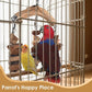 Bird Parrot Toys, Large Birds Wooden Chew Blocks with Stainless Steel Cage Hanging Bite Toy for Macaws, African Greys, Cokatoos, Amazon Parrots and Small Medium Parakeets