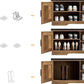 2-Tier Storage Bench, Shoe Bench with Padded Seat Cushion, Entryway Bench with 2 Barn Doors, Adjustable Shelf, 13.8" D x 39.4" W x 17.7" H, for Entryway, Living Room, Bedroom, Rustic Walnut