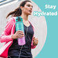 OLDLEY 32 oz Water Bottle, Motivational Water Bottle with Time Marker, Sports Water Bottle With Strap, Leakproof & BPA Free Large Water Bottles for School, Gym, Travel,Tritan,Green&Purple