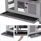 2-Tier Indoor Rabbit Hutch Bunny House Guinea Pig Cage with Sliding Plastic Trays, Wheels & Ramp, 47.2" Multi-Door Wooden Small Animal Cage for Rabbits, Bunnies, and Guinea Pigs (Grey)