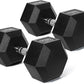 RitFit 5-650 LBS PVC Encased Hex Dumbbell Sets with Optional Rack for Home Gym, Hand weight with Chrome Handle for Strength Training, Workouts