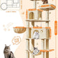 Taoqimiao Large Cat Tree，73-Inch Cat Tree Tower with 9 Scratching Posts for Indoor Cats, 2 Large Cat Condo with Hammock, Hanging Basket, 2 Extended Platform, Beige MS013XLM