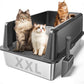 Zarler XXL Stainless Steel Litter Box, Extra Large Cat Litter Boxes 27.8" L x 20" W x 12.9" H, Metal Litter Box with Lid for Multiple Cats, High Sided, Non-Sticky, Anti-Urine Leakage (Grey)